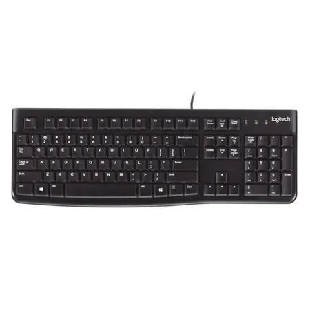 Logitech K120 Corded USB Keyboard with Spill Resistant Design - Black
