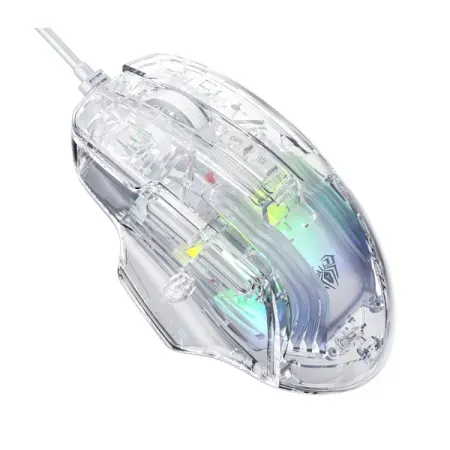 AULA S80 Transparent Wired Ergonomic Gaming Mouse ( White ) ( S80 ) ( 7200DPI/7 Macro Buttons )