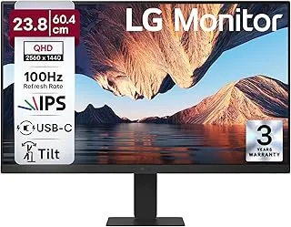 LG 24U631A 60.4 cm (23.8 Inch) QHD (2560x1440) IPS PC Monitor with 100Hz, 5ms (GtG) HDR10, Flicker Safe, Reader Mode, HDMI, USB-C, Anti-Glare, 3-Side Virtually Borderless Design, sRGB 99% (Black)