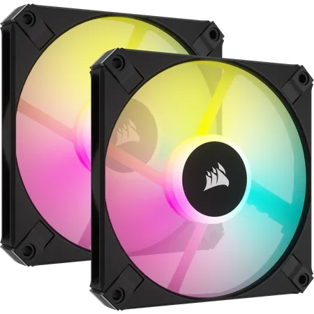 Corsair iCUE AF120 RGB SLIM 120mm PWM Fluid Dynamic Bearing Fan Black Twin Pack (CO-9050163-WW)
