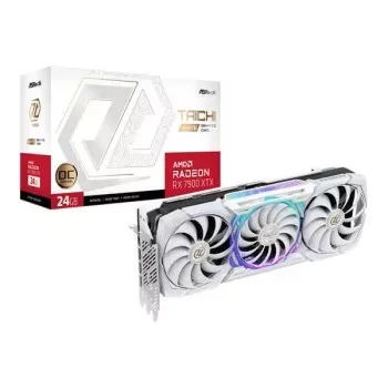 ASRock AMD Radeon RX 7900 XTX Taichi White 24GB OC 20 Gbps GDDR6 384-Bit Dual BIOS 7680 x 4320 110/100/110mm Striped Ring Fans Graphics Card