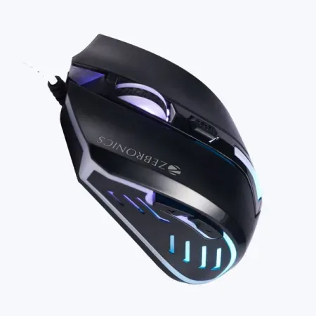 ZEBRONICS Sniper High Precision Wired Gaming Mouse with 6 Buttons, Multicolor LED Lights, DPI Switch with 800/1200/1600/2400 DPI’s, Plug & Play, 1 Million Clicks, 87 Grams Light Mouse