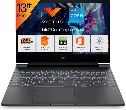 HP VICTUS INTEL CORE I5 13TH GEN 13420H - (16 GB/512 GB SSD/WINDOWS 11 HOME/6 GB GRAPHICS/NVIDIA GEFORCE RTX 4050/144 HZ) 15-FA2381TX GAMING LAPTOP