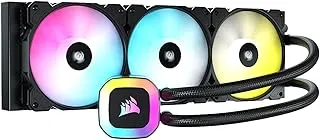 Corsair H150 RGB Liquid CPU Cooler,3x120mm SP RGB ELITE PWM fans, 37 Total individually addressable RGB LEDs, compatible to all modern CPU sockets - GA 1200,115X, 2066, and AM4, iCUE software sync RGB
