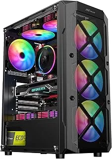 Ant Esports VM50 ARGB Mid-Tower Computer Case/Gaming Cabinet - Black | Support Micro ATX, M-ATX, ITX | Built-in USB 3.0 Port and Pre-Installed 4 ARGB Case Fans