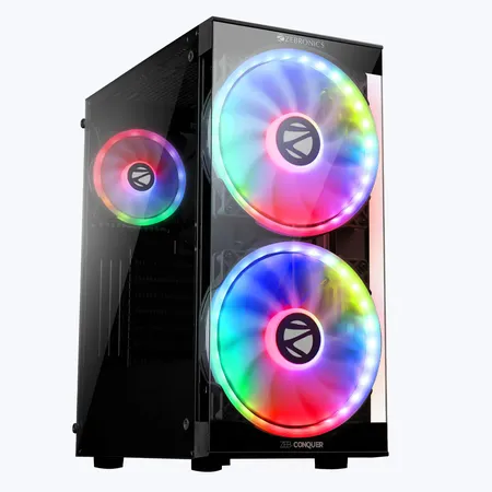 ZEBRONICS Conquer Premium ARGB ATX Mid Tower Cabinet ( Black )