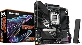 GIGABYTE B850M AORUS Elite WIFI6E Motherboard - AMD Ryzen 9000 Series CPUs, 12+2+2 Phases Digital VRM, up to 8200MHz DDR5 (OC), 1xPCIe 5.0 + 1xPCIe 4.0 M.2, WiFi 6E, 2.5GbE LAN, USB 3.2 Gen 2