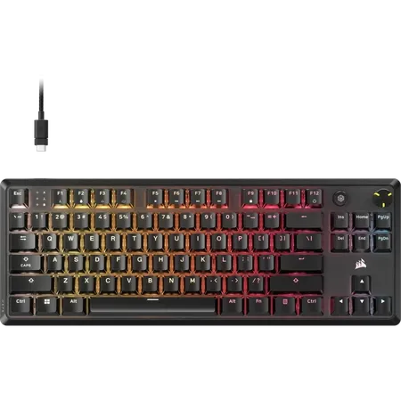 CORSAIR K70 CORE TKL TENKEYLESS MECHANICAL GAMING KEYBOARD BACKLIT RGB LED BLACK - CORSAIR MLX RED, ABS DS KEYCAPS