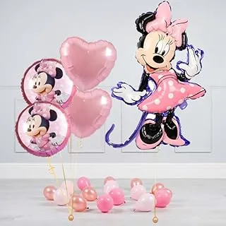 Party Town™ Minnie Mouse theme Foil Balloon birthday decorations balloons decoration for girls pack of 5 (Minnie Mouse)