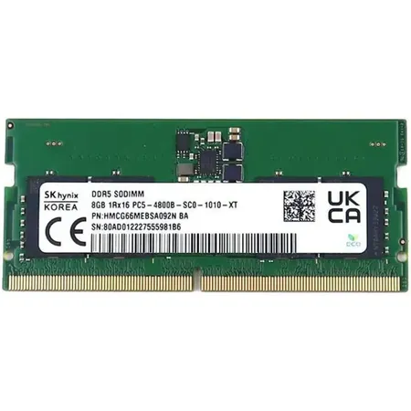 Hynix 8GB DDR5 RAM 4800MHz CL40 262‑Pin 1Rx16 SODIMM Laptop Memory
