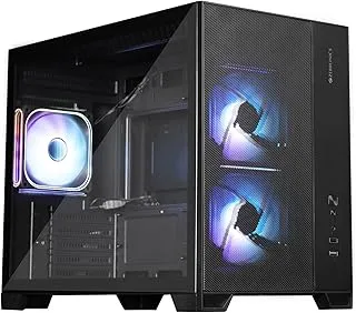 Zebronics Cube Gaming PC Cabinet, mATX/ITX Support, 360mm Radiator Support, Mention 3 x 120mm ARGB Fans, 2 x Reverse Blade, Panoramic 3 Piece Temper Glass, Dual Chamber, Bottom Mount PSU (Mercury 25)