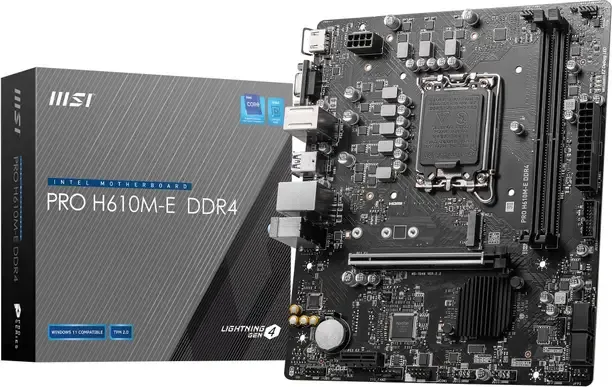 MSI PRO H610M E DDR4 LGA 1700Socket Micro-ATX Intel H610 Chipset DDR4 Motherboard for Desktop