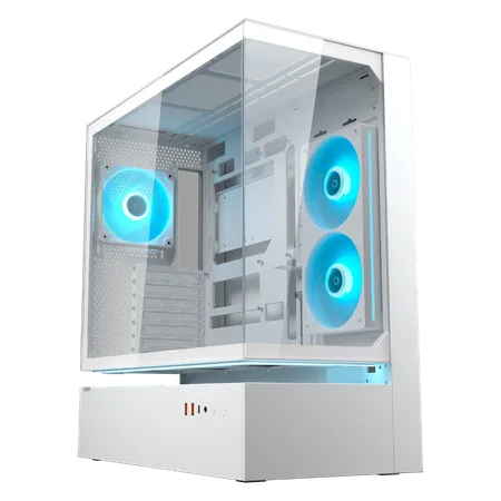 Cougar CFV235 Mesh Vision ATX Mid Tower PC Case with Central Floating Ventilation Dual 160mm ARGB PWM Fans - Black