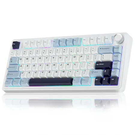 AULA F75 75% WIRELESS RGB BACKLIT TRI-MODE GAMING MECHANICAL KEYBOARD WITH KNOB | 80 KEYS COMPACT KEYBOARD, PRE-LUBED GASKET HOT-SWAPPABLE | BLUETOOTH/2.4GHZ/TYPE-C | COMIC KEYCAP - REAPER SWITCHES