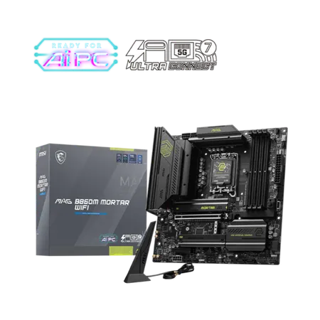 MSI MAG B860M Mortar WiFi DDR5 Intel LGA 1851 M-ATX WiFi 7 PCIe 5.0 Gaming Motherboard