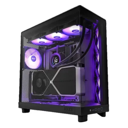 NZXT CHASSIS H6 FLOW RGB (2023) COMPACT DUAL-CHAMBER ATX CASE WITH RGB FANS - ALL BLACK -CC-H61FB-R1
