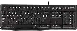 Logitech K120 Wired Keyboard for Windows, USB Plug-and-Play, Full-Size, Spill-Resistant, Curved Space Bar, Compatible with PC, Laptop