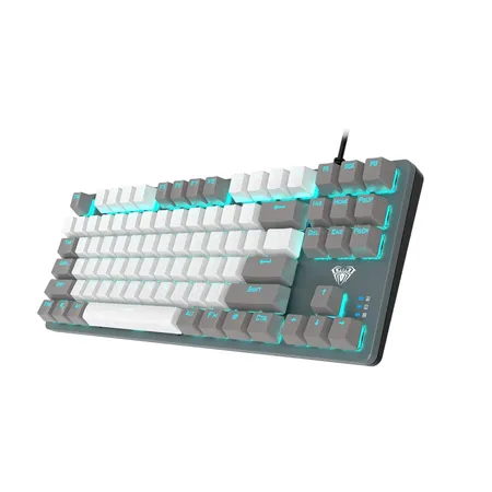 AULA F3287 Tenkeyless Wired Mechanical Gaming Keyboard ( Grey/White ) ( Blue Switch ) ( F3287GW )