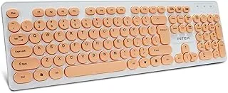 Intex Classy Wired Keyboard with 8 Million Keystrocks | Anti-Slip | Durable and Strong ABS Material | Retractable Stand | UV Coated Colour Keys | 1.45m Cable (White & Orange)
