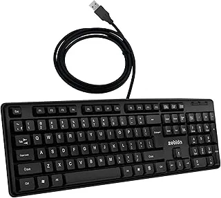 Zebion K500 USB Keyboard, Rugged Heavy-Duty Body, Tested with Over 5 Million Keystrokes,Clicky-Touch Feel, Ergonomic Design Comes with 102 Keys Including Rupee Key (Black)