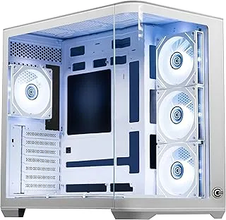 Circle Lucid Curve AX BTF Mid Tower | Gaming Cabinet - White | Panoramic Curved Glass | Support ATX, M-ATX, ITX | Pre Installed 3X Front, 3X Bottom, 1X 120MM Infinity Mirror Fans