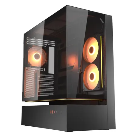Cougar CFV235 Mesh Vision ATX Mid Tower PC Case with Central Floating Ventilation Dual 160mm ARGB PWM Fans - Black