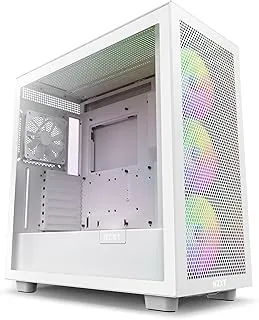 NZXT Tempered Glass H7 Flow RGB Mid- Tower Computer Case/Gaming Cabinet | Support Mini-Itx, Micro-ATX, ATX | Pre-Installed 4 X 140Mm Fans - Cm-H71Fw-R1 (White)