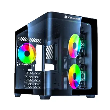 CONSISTENT GAMING PC CASE (CIG2007) LEGENDOR BLACK including two 12cm ARGB fans on the motherboard plate and an additional 12cm ARGB rear fan