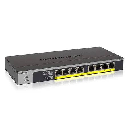 NETGEAR GS108LP 8-Port Gigabit Ethernet PoE+ Network Hub with FlexPoE