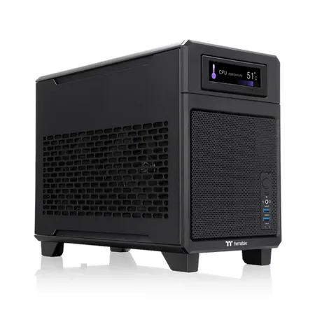 Thermaltake TR100 Mini-ITX Dual-Chamber Computer Case with PCIe 4.0 Riser - Snow