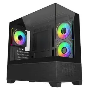 Cooler Master Elite 490 Black ARGB M-ATX Mini Tower Cabinet with High-Airflow Mesh Front, Tempered Glass Side Panel, Dual ARGB Fans, USB Type-C, Upto 360MM Radiator Support