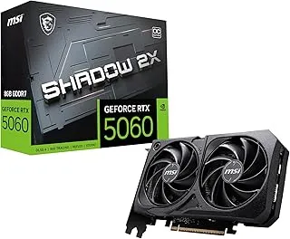 MSI GeForce RTX 5060 8G Shadow 2X OC Graphic Card - NVIDIA GeForce RTX 5060 GPU, 8GB GDDR7 128-bit Memory, 28 Gbps, PCI Express Gen 5 x16 Interface, Upto 2527 MHz, TORX Fan 5.0