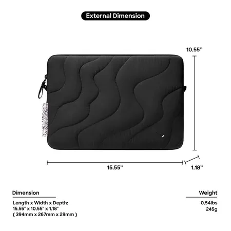 TOMTOC TERRA-A27 LAPTOP SLEEVE 16 INCH-BLACK