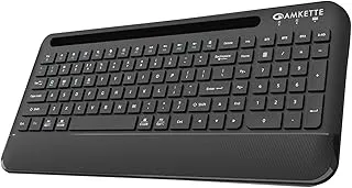Amkette Optimus Pro Multi Device (4in1) Rechargeable Wireless Keyboard/Bluetooth Keyboard with Scissor Keys | One Click Device Switching & AI Access for MacOS & Windows | Tablet & Phone Holder (Black)