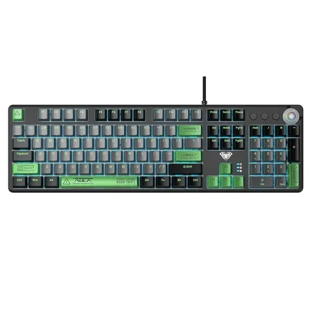 AULA F2088PRO BLACK GREY GREEN MECHANICAL GAMING KEYBOARD