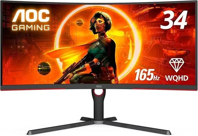 AOC 34 VA Curved, 1000 R, WQHD 3440 x 1440, 165 Hz, 1 ms, 300 cd/m². HDMI 2.0 x 2, DP 1.4 x 2. USB 3.2 x 4, NTSC 97% / sRGB 119% SPEAKER with Hight Adjustable Stand