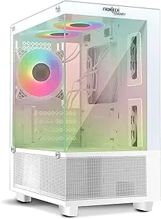 FRONTECH Premium Snowy Gaming Computer Cabinet with RGB Fan and Tempered Glass - High Performance| USB 1.1| USB 3.0| Washable Dust Filter| HD Audio (FT-4288, White)