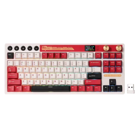 RK ROYAL KLUDGE M87 Wireless Gaming Keyboard RED Famicom Cream Switch