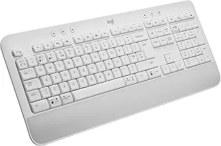 Logitech Signature K650 Wireless Keyboard with Wrist Rest, Full-Size, BLE Bluetooth or Logi Bolt USB Receiver, Comfort Deep-Cushioned Keys, Numpad, Compatible with Most OS/PC/Windows/Mac-White