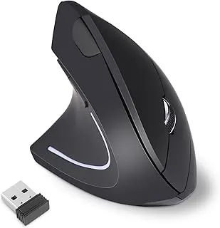 Left Handed Mouse, 2.4G Wireless Left Handed Ergonomic Mouse with 800/1200/1600 Adjustable DPI, 6 Buttons Wireless Vertical Mouse for MacBook/Laptop/PC/Desktop-Black