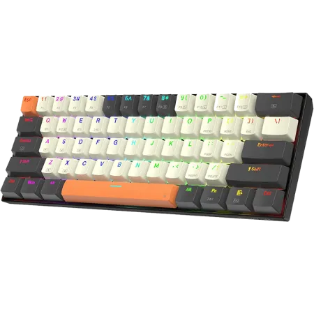 Redragon Caraxes Pro K644 SE – 65% Bluetooth + 2.4GHz Wireless + Wired RGB Mechanical Keyboard Cream/Grey/Orange (Red Switch)