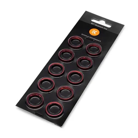 EK-Quantum Torque - Color Ring - 10-Pack HDC 14 - For 14mm Hard Tube Compression Fittings (Red)