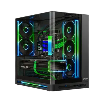 Ant Esports Crystal ARC Pro Black ATX Mid Tower Cabinet With 5×120mm Pre-Installed Fans, Tempered Glass Side Panel, High-Airflow Design And Up To 360mm Radiator Support