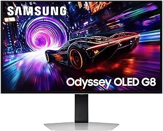 Samsung 27" (68.5cm) Odyssey G8 QD-OLED 4K Gaming Monitor|UHD 3840 x 2160|240Hz|0.03ms|HDR TrueBlack 400|OLED Safeguard+|FreeSync Premium Pro|Height-Tilt-Pivot Adjustable Stand|LS27FG810SWXXL|Silver