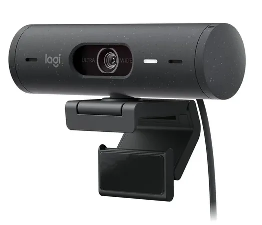 Logitech BRIO 500 1080p Full-HD Webcam with Dual Mics and Auto Light Corrections - Black