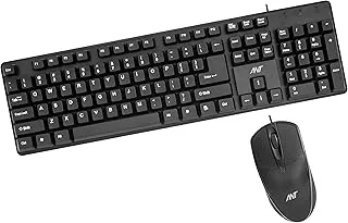 Ant -Wired Full-Size Keyboard and Mouse Combo - Computer Accessories for Laptops and PCs, Ergonomic Design, Silent Keys, USB Connection, Compact Mouse, QWERTY Keyboard – Black, 02