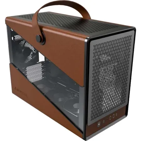 MONTECH Heritage PRO mATX Compact Leather Gaming Chassis with Signature Handle Design (White)