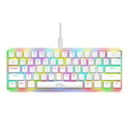 Ant Esports MK1300 V2 Mechnical Wired Gaming keyboard White Hot-Swappable Per-Key RGB Red Outemu Switches