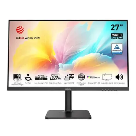 MSI Modern MD272QXP 27" WQHD 2K IPS Monitor 100Hz USB-C Height Adjustable Eye-Care Certified