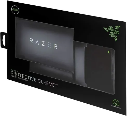 Razer Protective Sleeve V2, 17.3 Inch Laptop Sleeve, PVC Water Resistant Canvas, Flip Out Mouse Mat, Velcro Closure